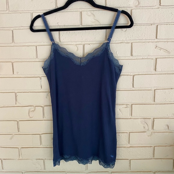 Vintage Y2K Abercrombie & Fitch Camisole Lace Tank Top Size Large Moose Logo - Picture 1 of 9